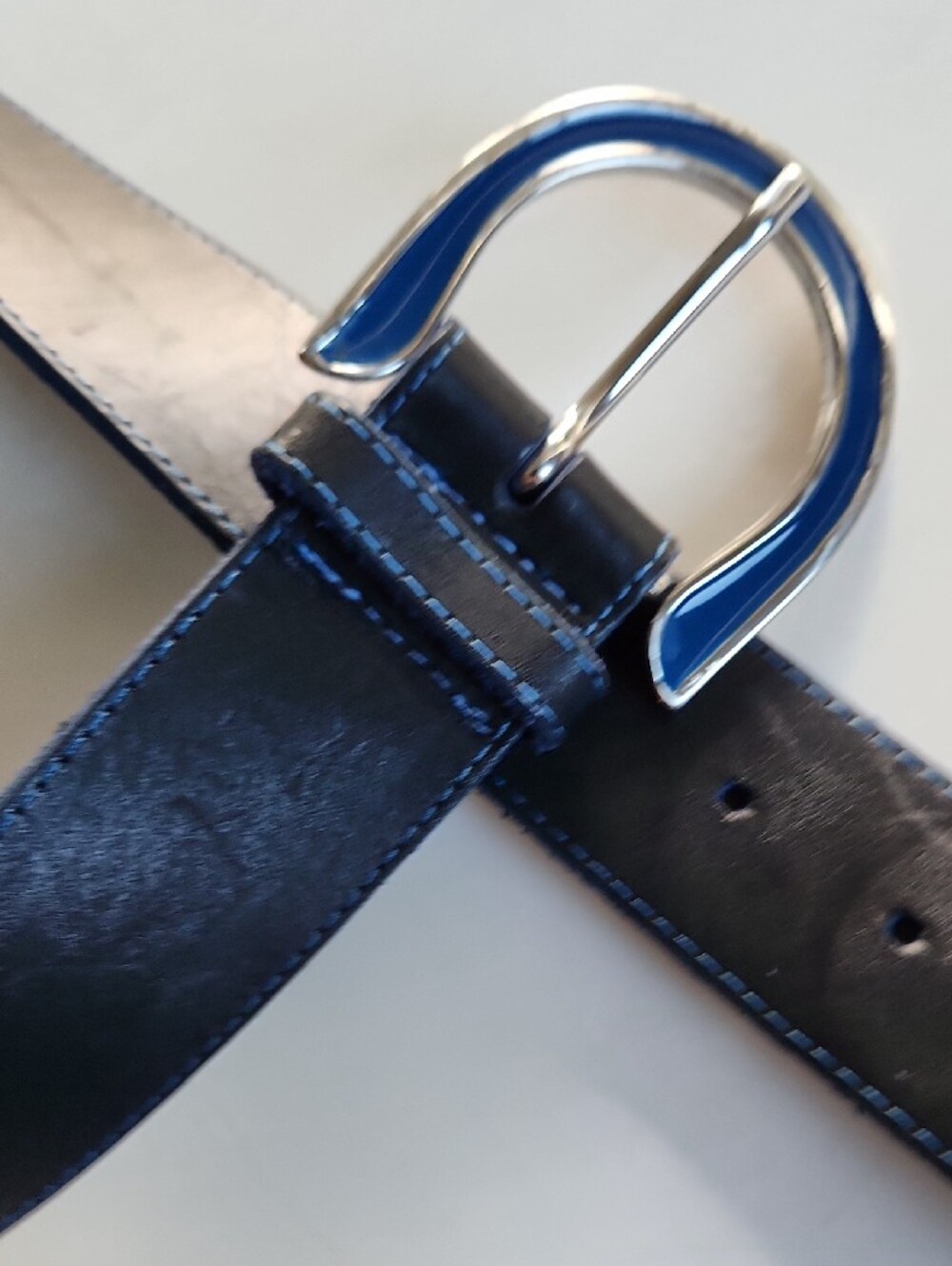 Gorgeous Navy Leather Belt / Made In Canada